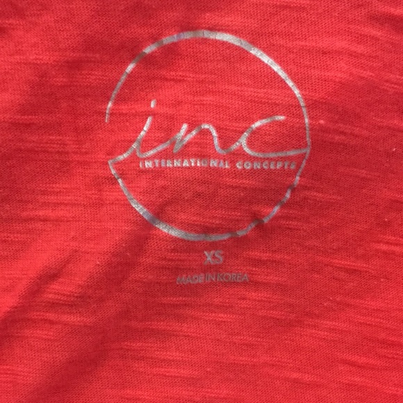 INC Slub Sleeveless Coral Double Ruffled Neck Top Womens Size XS - Picture 3 of 5